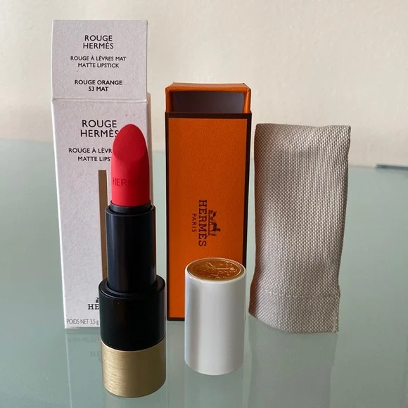 NIB Auth HERMÈS Rouge Hermès, Matte lipstick ROUGE ORANGE 53 Made in ITALY - Picture 1 of 12